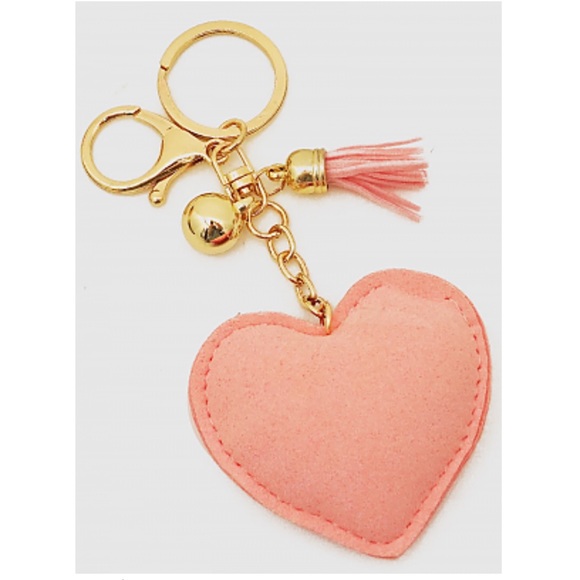 HOPE Pink Crystals Suede Tassel Heart Key Chain - Picture 2 of 2